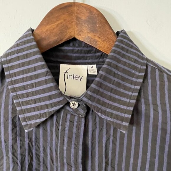 Finley Textured Striped Shirt Dress Long Sleeve Midi Classic Day Dress Medium - Picture 9 of 11